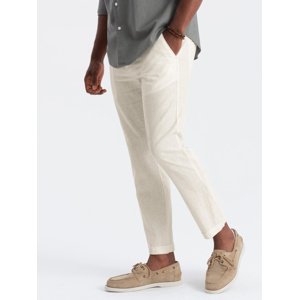 Ombre Men's linen blend roll-up chino pants - cream
