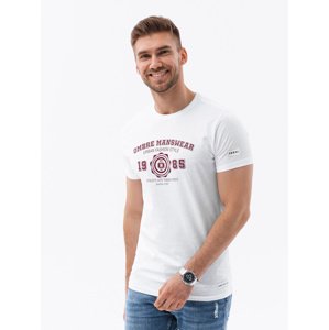 Ombre Men's cotton college print t-shirt - white