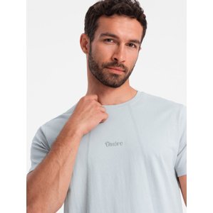 Ombre Men's cotton T-shirt with delicate embroidery - light grey