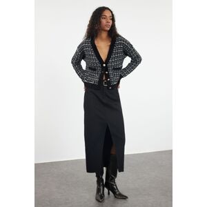 Trendyol Black Tweed Look Knitwear Cardigan