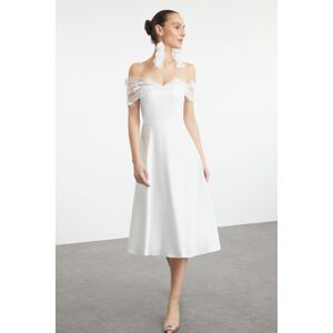 Trendyol Bridal A-Cut White 3D Tulle Detailed Wedding / Wedding Elegant Evening Dress