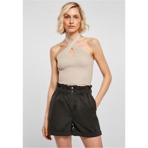 Women's crossed neck warmer Top lighttaupe