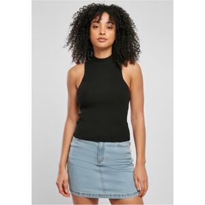 Women's turtleneck with short rib knit black