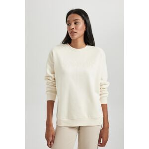 DEFACTO Relax Fit Crew Neck Embroidered Thick Sweatshirt