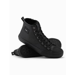 Ombre Men's high-top sneakers with decorative toe box - black