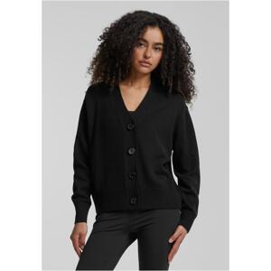 Women's ribbed cardigan with buttons black