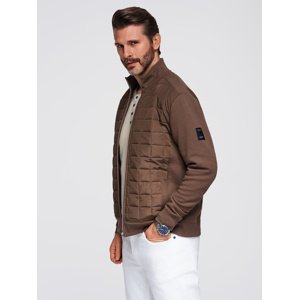 Ombre Lightweight unzipped men's jacket with quilted front - brown