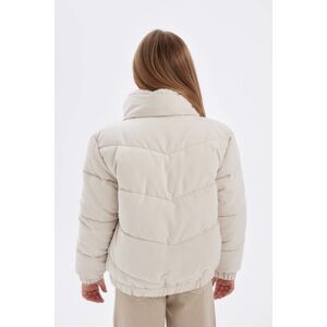 DEFACTO Girl's Stand Collar Plush Lined Zippered Puffer Coat