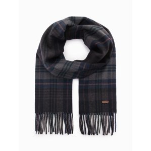 Ombre Men's Scottish check scarf with tassels - black-gray