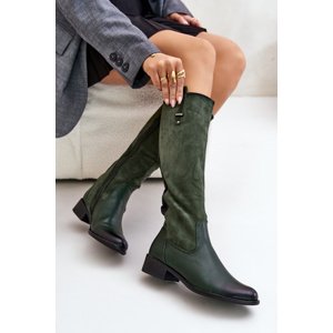 PE2 Women's Insulated Knee High Boots With Zipper Green Ivasira
