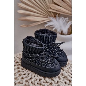 FR1 Children's Insulated Snow Boots With Thick Fur Black Nastira