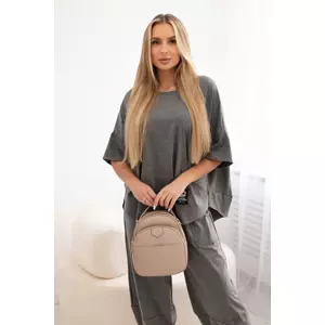 Włoski Cotton set blouse + trousers Graphite