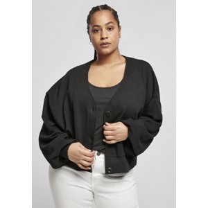 Women's Organic Oversized Short Terry Cardigan Black