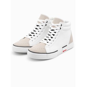 Ombre Men's high classic sneakers with quilted upper - white and beige