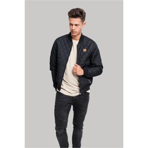 Diamond Quilt Nylon Jacket Black