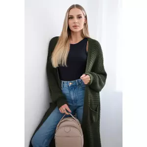 Kesi Włoski Openwork cardigan with pockets khaki khaki