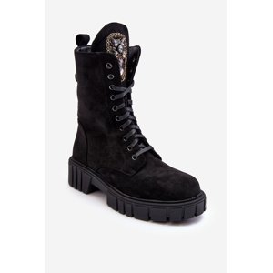 PS1 Leather Ankle Boots with Jewellery Embellishment Black Marx