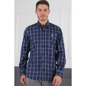 G719 DEWBERRY MEN'S SHIRT-NAVY BLUE - WHITE