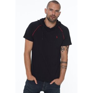T8570 DEWBERRY HOODED MEN'S T-SHIRT-NAVY BLUE