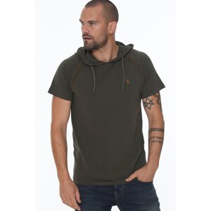 T8570 DEWBERRY HOODED MEN'S T-SHIRT-KHAKI