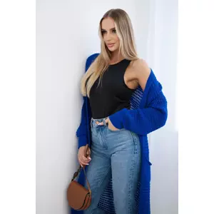 Kesi Włoski Openwork cardigan with pockets cornflower blue
