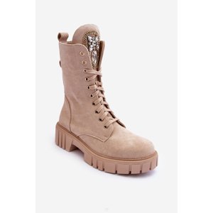 PS1 Leather Boots Workery With Jewellery Decoration Beige Marx