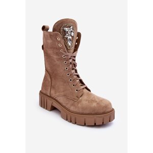 PS1 Suede Boots With Jewelry Decoration Workery Dark Beige Marx