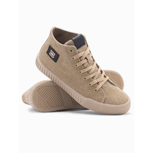 Ombre Men's canvas high top sneakers shoes - light brown