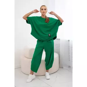 Kesi Włoski Cotton set blouse + trousers green