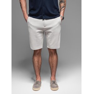 Ombre Men's SLIM FIT short shorts in melange structured knit - light grey