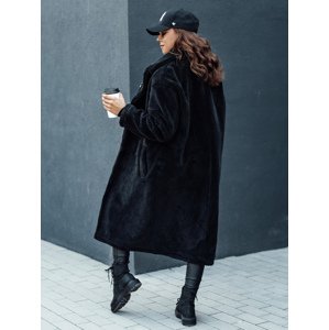 Płaszcz damski zimowy GLAMFUR długi futerkowy czarny Dstreet