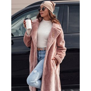 Płaszcz damski zimowy GLAMFUR długi futerkowy różowy Dstreet