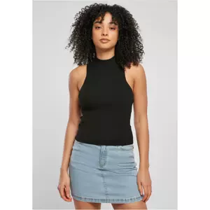 Women's turtleneck with short rib knit black
