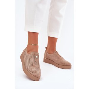 EVENTO Womens Platform Shoes Made Of Eco Suede Dark Beige Aviara