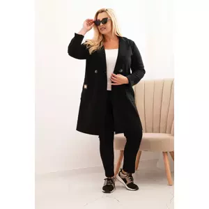 Kesi Włoski Elegant Plus Size women's coat with a collar and large pockets black