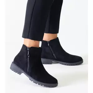 Gemre Black ankle boots with metallic inserts eco-suede Branda