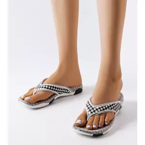 Gemre Mareta Gray-Black Textile Flip-Flops