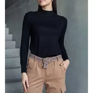 marka niezdefiniowana Black classic loose-fit sweater Essana