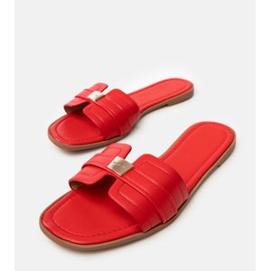 marka niezdefiniowana Red women's flip-flops with decoration on the strap Lavender