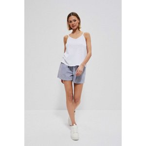 Marisse Cotton Striped Shorts L-Sh-3718 White_Blue