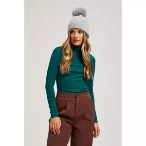 Marisse Hat With Fur Pompom, Gray