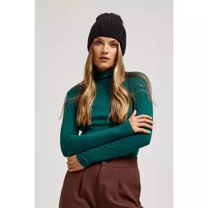 Marisse Black Rhinestone Pompom Hat