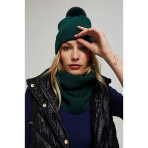 Marisse Emerald Hat With Pompom And Metallic Thread