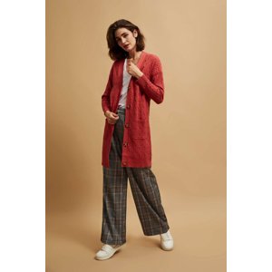 Marisse Long Raspberry Cardigan