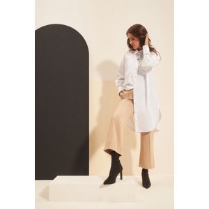 Marisse Oversized Shirt With Gold Buttons, White