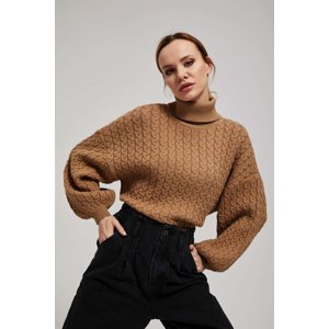 Marisse Dark Beige Turtleneck Sweater With Puffed Sleeves