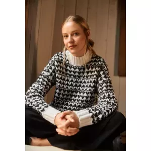 Marisse Black And White Turtleneck Sweater