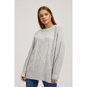 Marisse Light Gray Decorative Knit Sweater