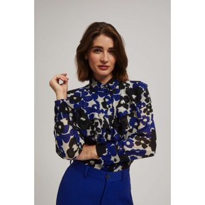 Marisse Blue Floral Ruffle Shirt