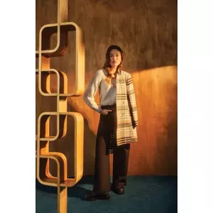 Marisse Double-Breasted Check Coat